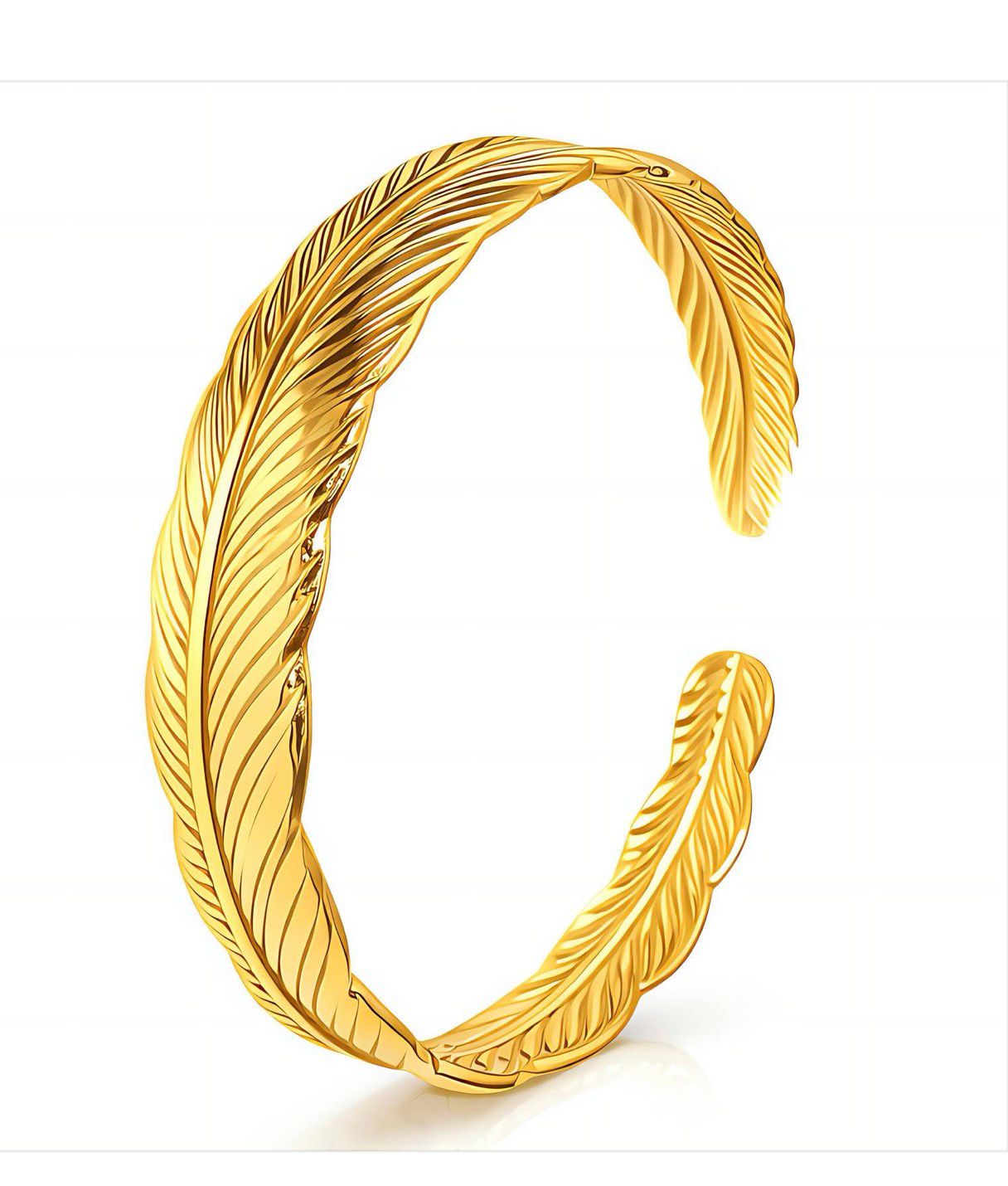Eleams Golden Feather Bracelet Set