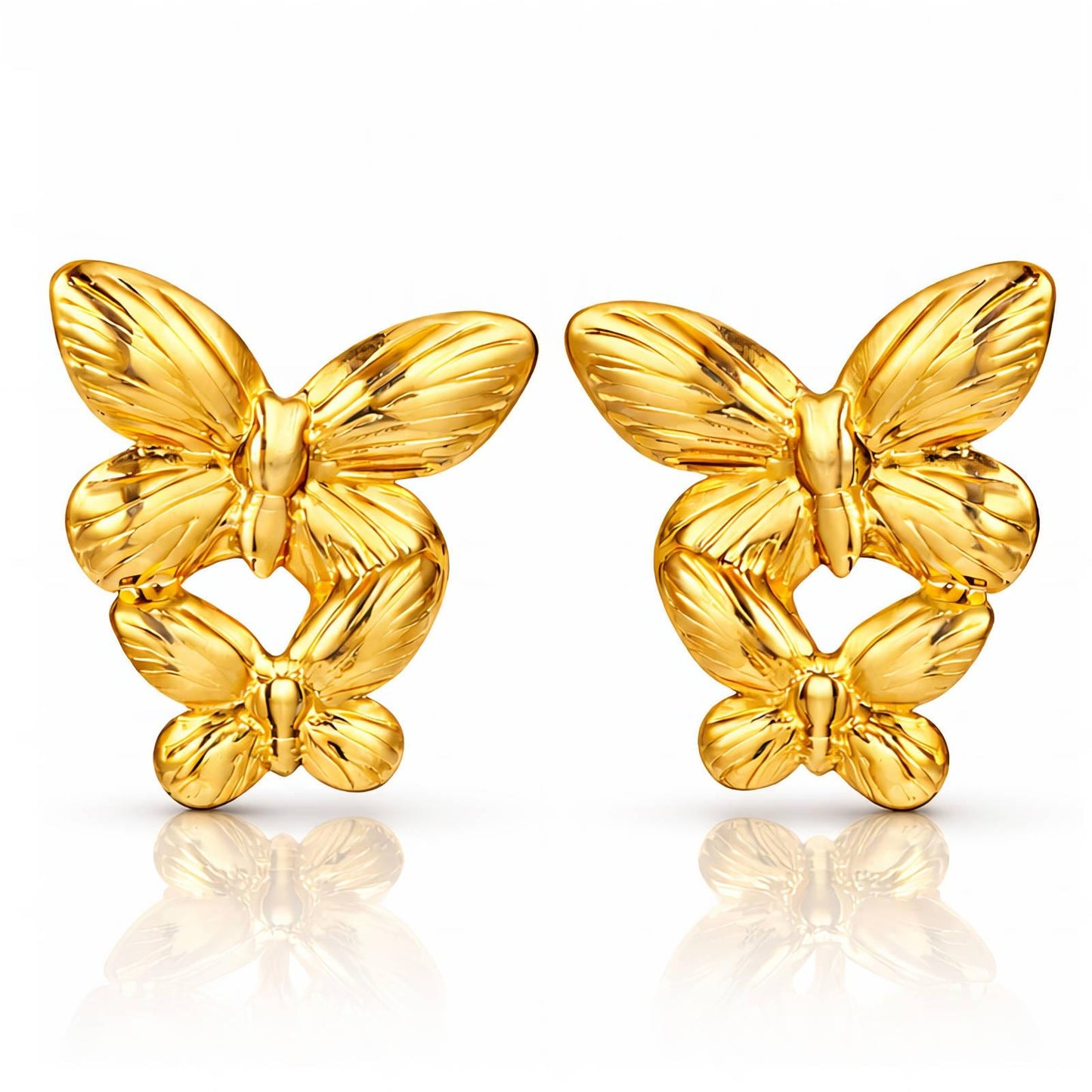 Eleams Golden Butterfly Statement Earrings